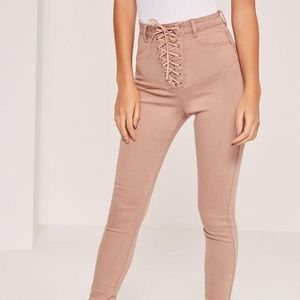 Missguided Petite Vice lace up jeans